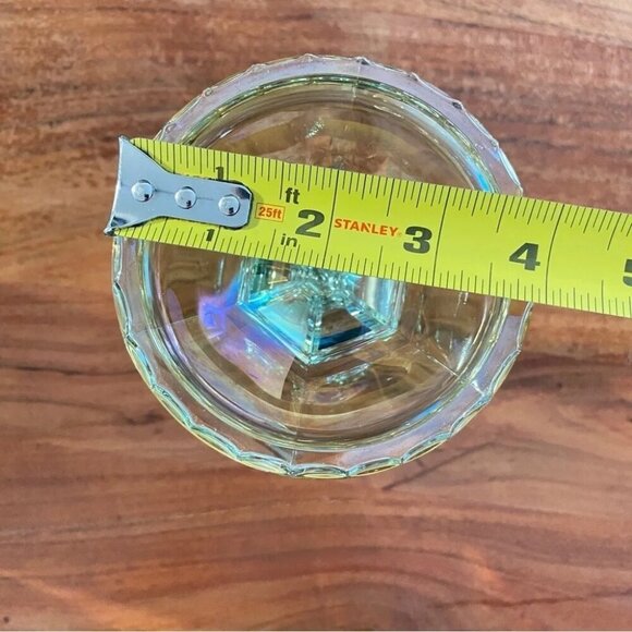 Vintage Italian Lead Crystal Candle Holder in Green and Gold 8.5in - Picture 13 of 16